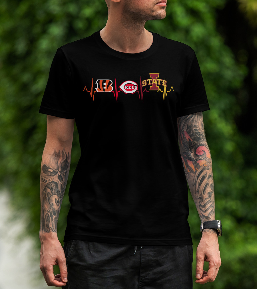 Bengals Reds Iowa State Heartbeat T-Shirt