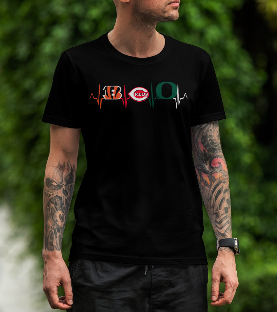 Bengals Reds Oregon Heartbeat T-Shirt