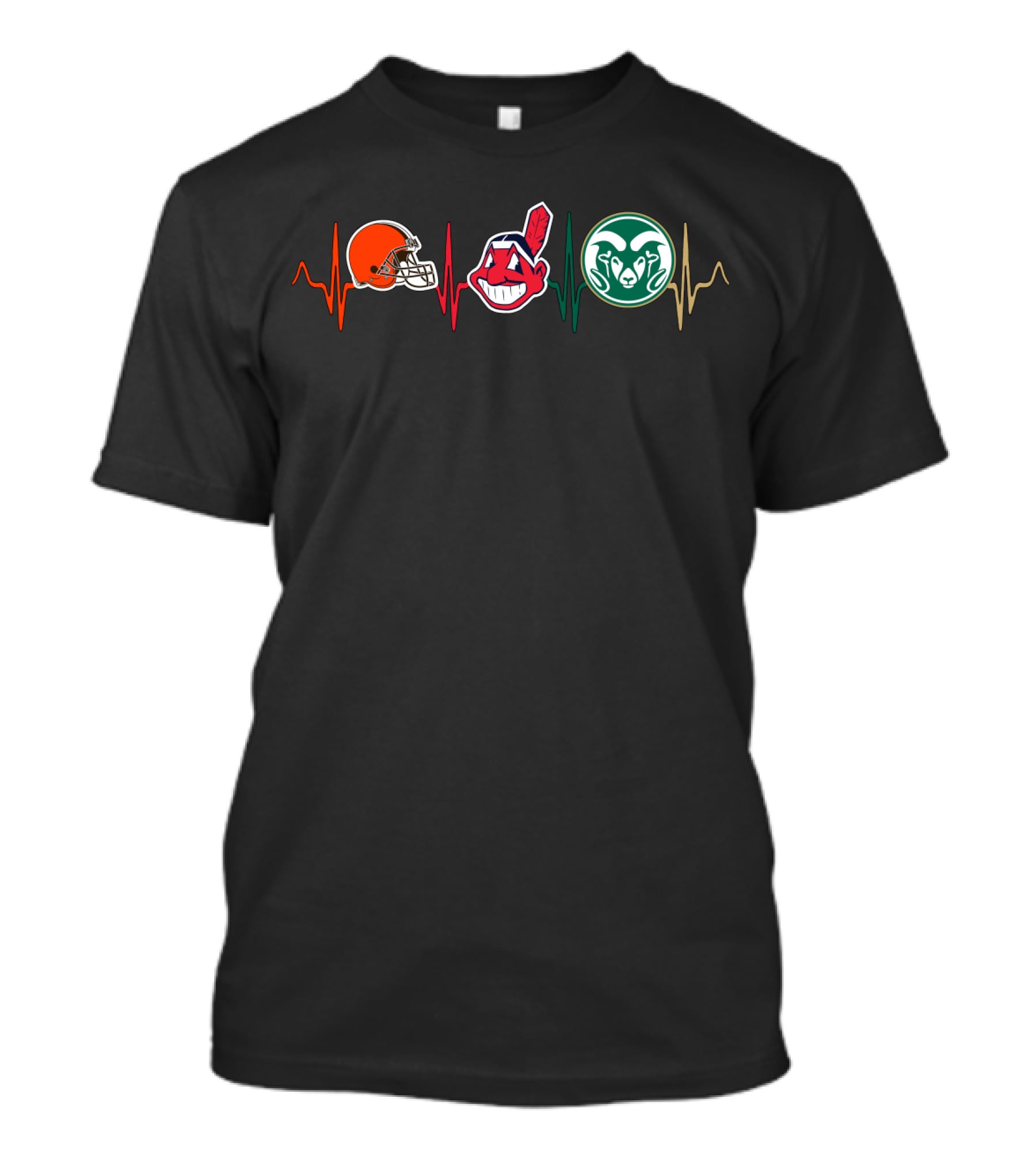 Cleveland Browns Cleveland Indians Colorado State Rams Heartbeat T-Shirt