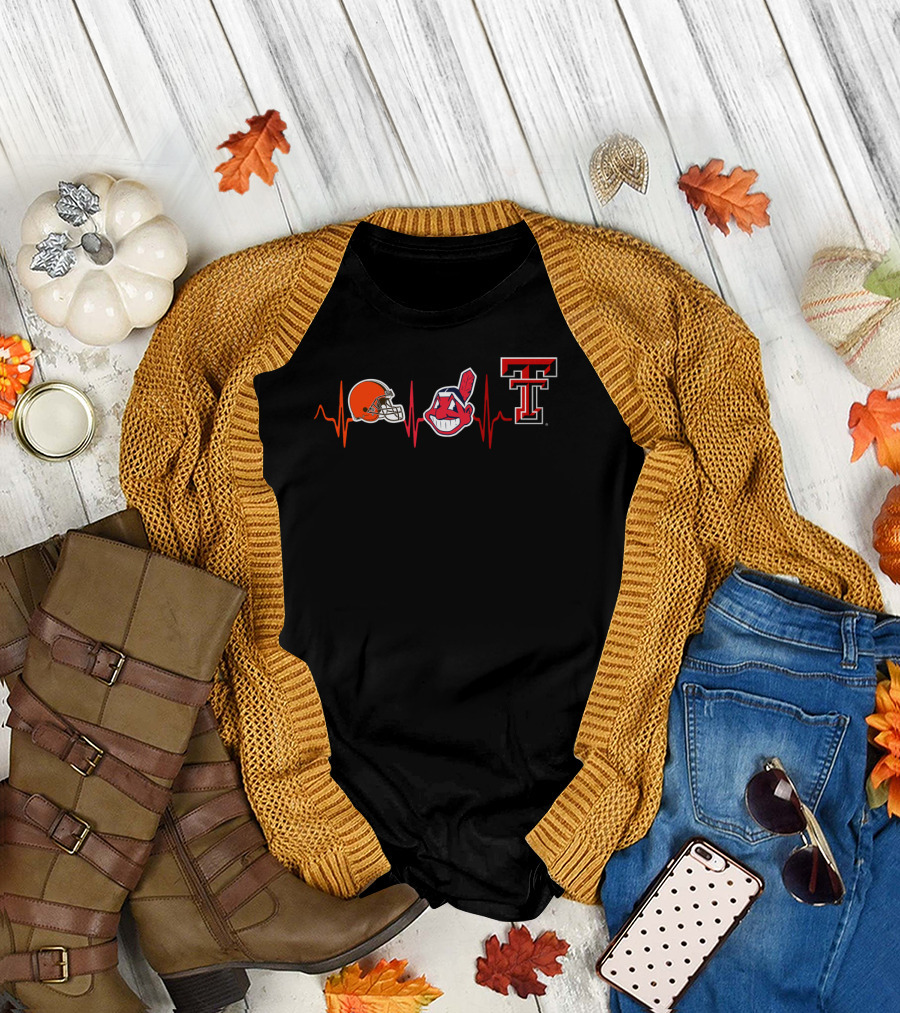 Browns Indians Texas Tech Heartbeat T-Shirt