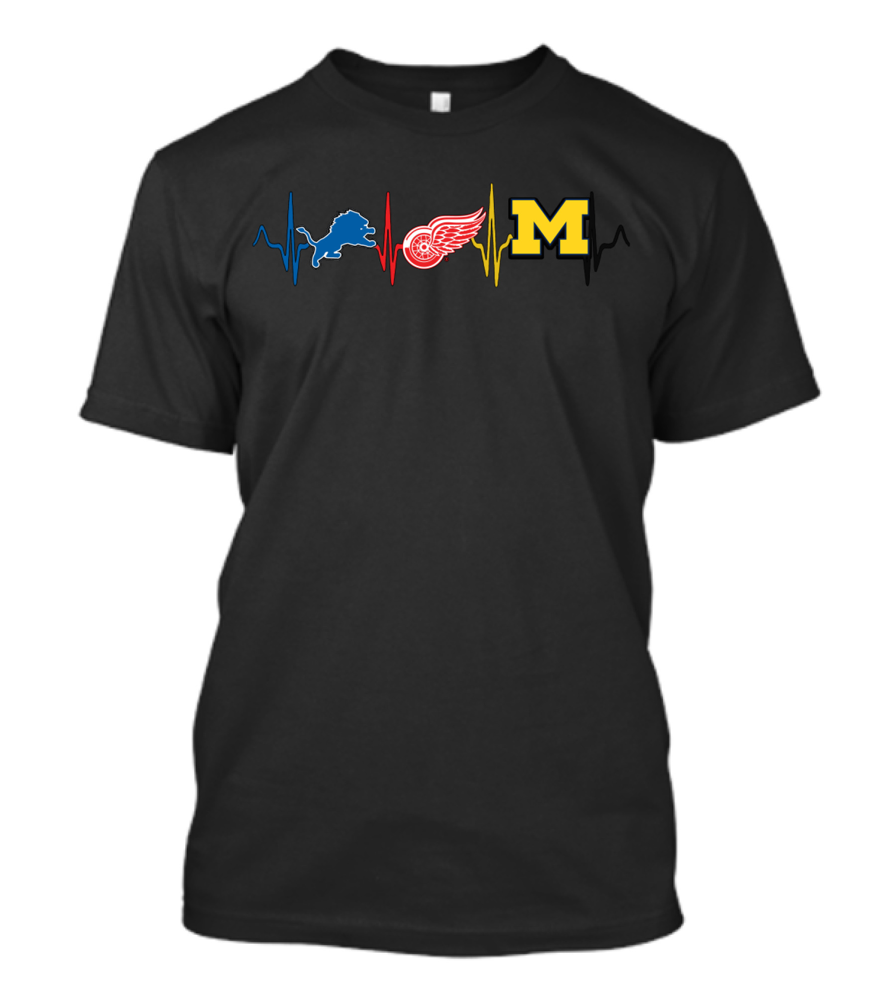 Love Lions Red Wings Michigan Heartbeat T-Shirt