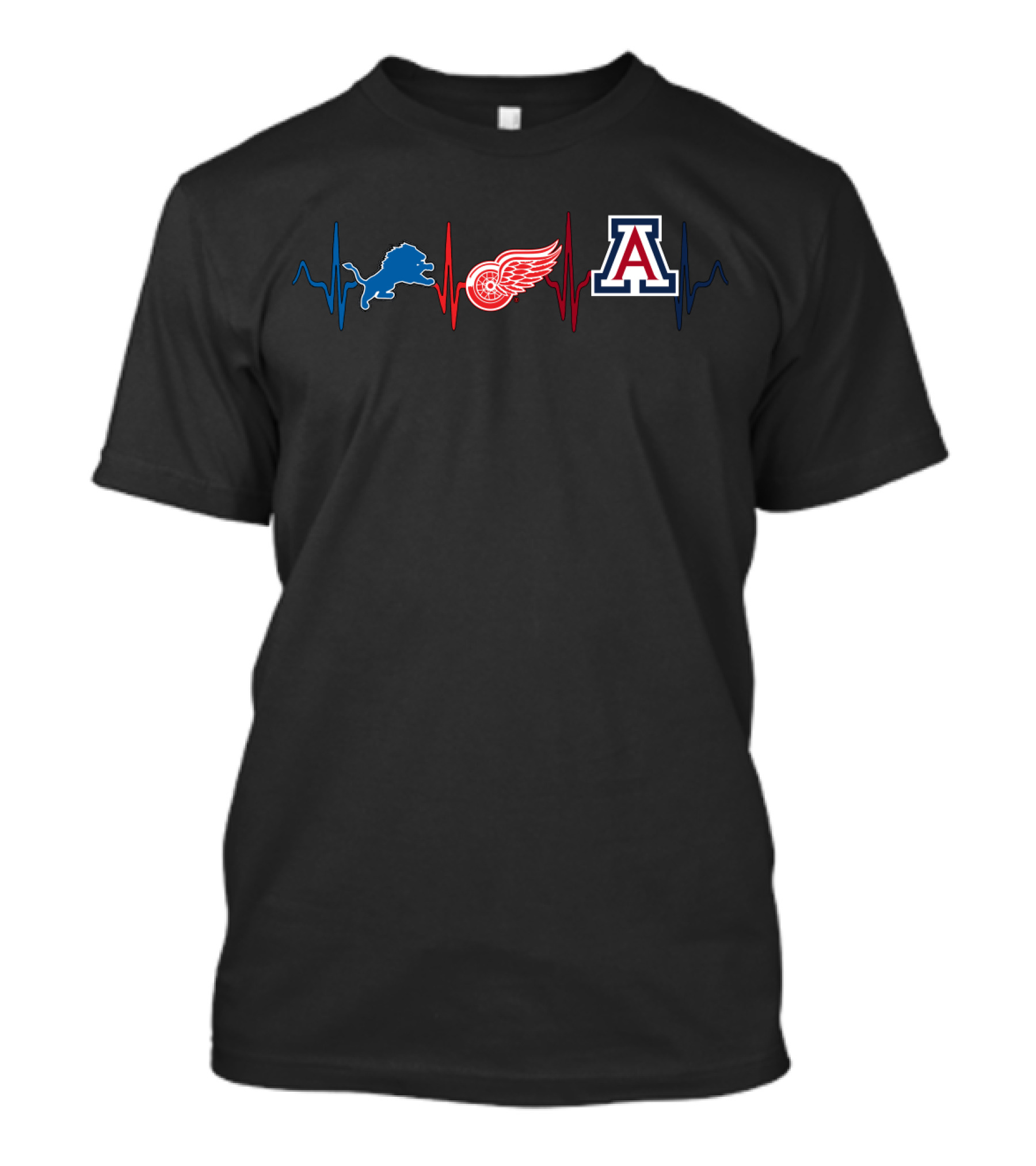 Detroit Lions Red Wings Arizona Wildcats Heartbeat T-Shirt