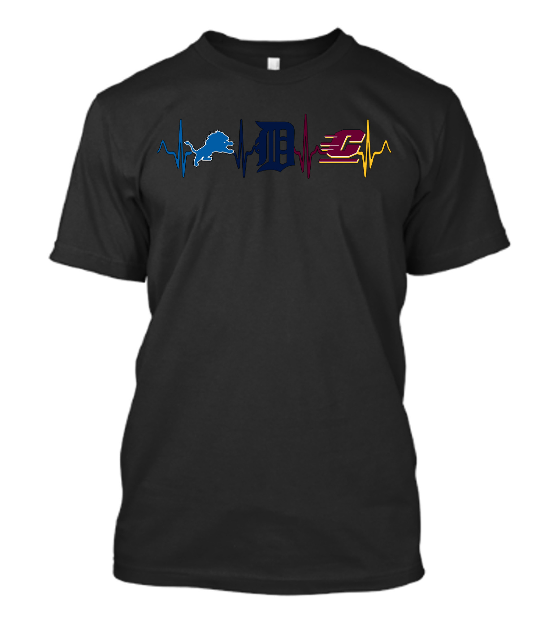 Detroit Lions Tigers Central Michigan Pulse T-Shirt