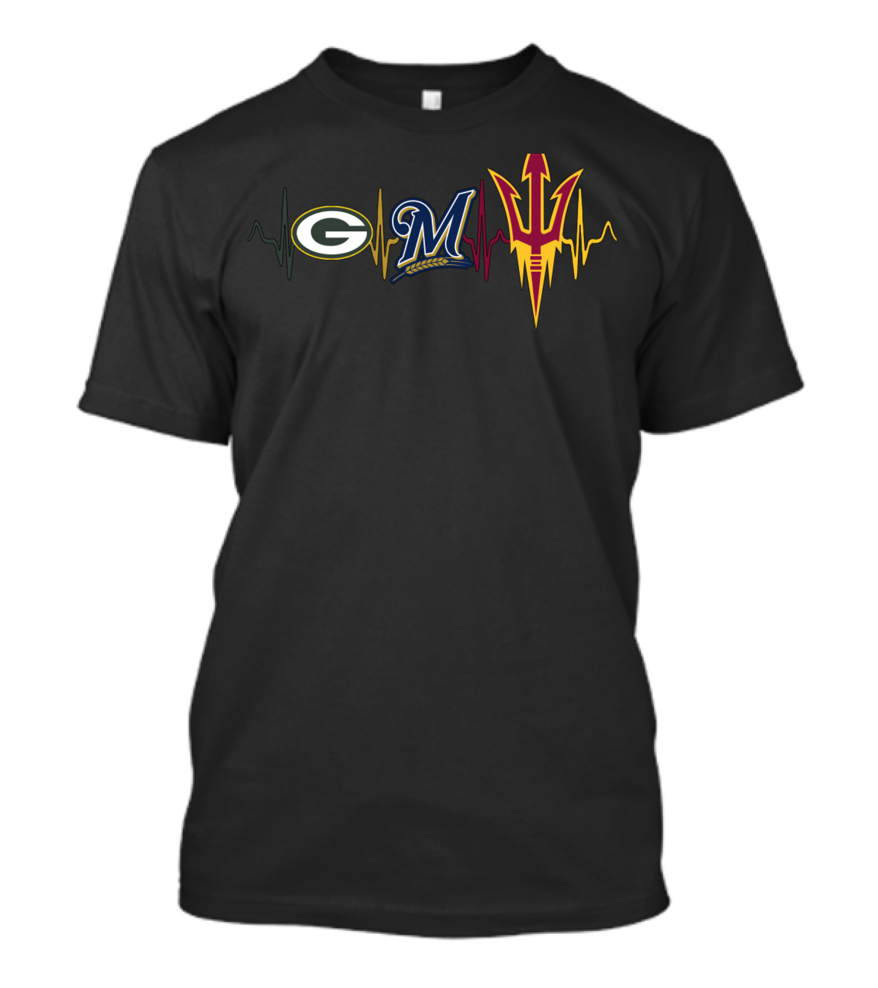 Packers Brewers Sun Devils Heartbeat State Love T-Shirt