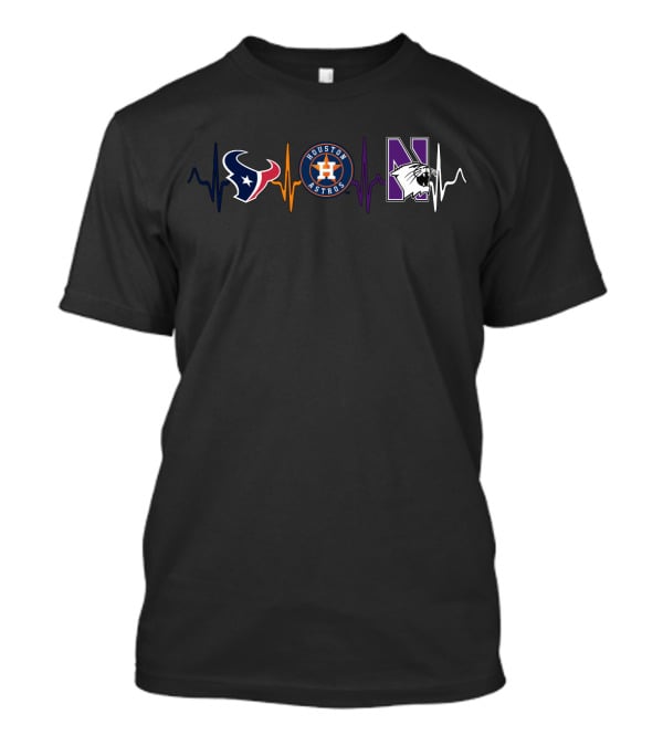 Texans Astros Northwestern Wildcats Heartbeat T-Shirt