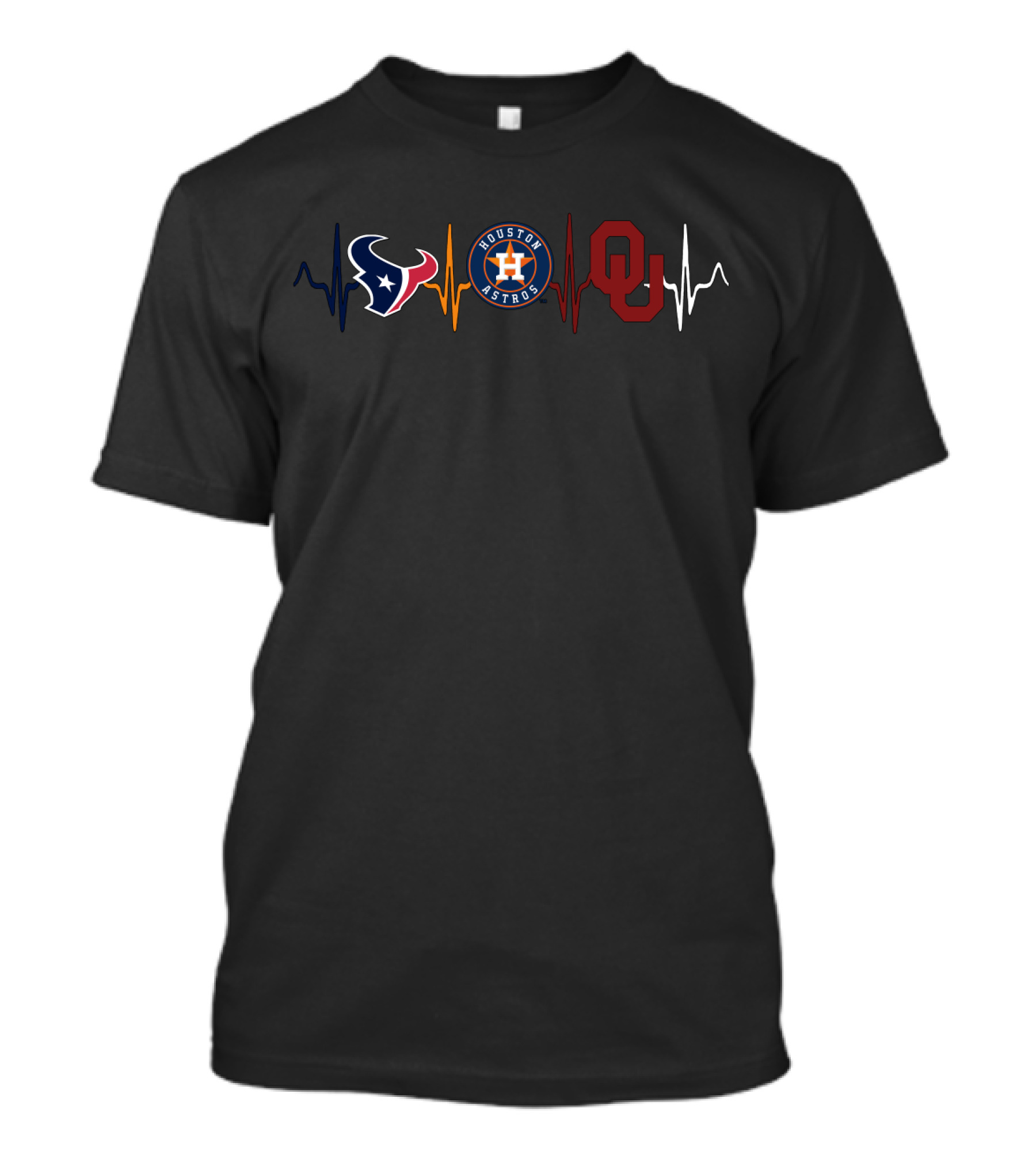 Houston Texans Astros Oklahoma Sooners Heartbeat T-Shirt