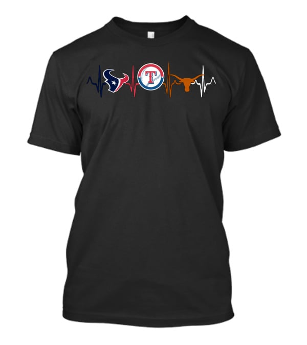 Houston Texans Texas Rangers Love Heartbeat Longhorns T-Shirt