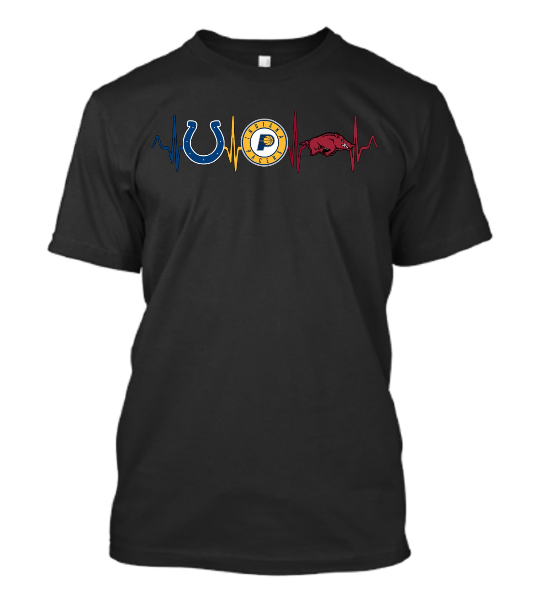 Love Colts Pacers Razorbacks Heartbeat T-Shirt