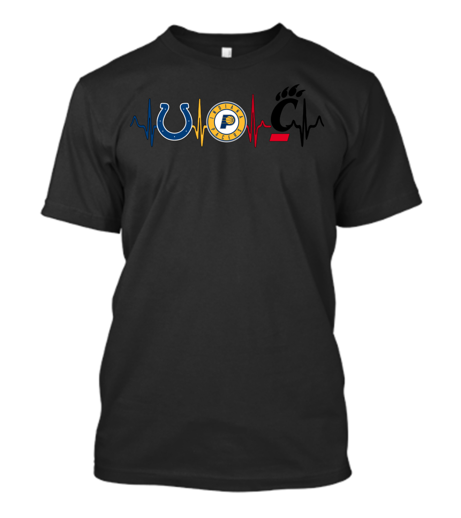 Love Colts Pacers Cincinnati Bearcats Heartbeat T-Shirt