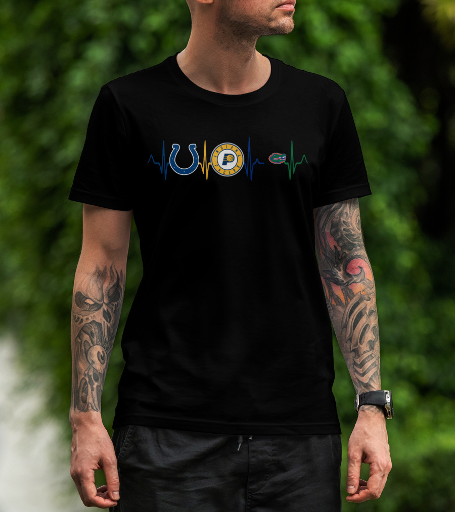 Love Colts Pacers Gators Heartbeat T-Shirt