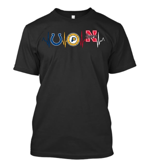 Colts Pacers Huskers Heartbeat Line T-Shirt