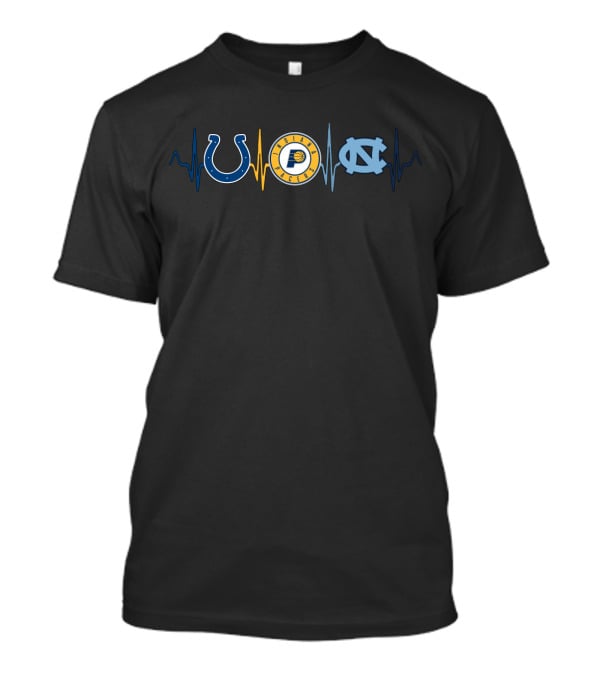 Colts Pacers North Carolina Tar Heels Heartbeat Fan Collection T-Shirt