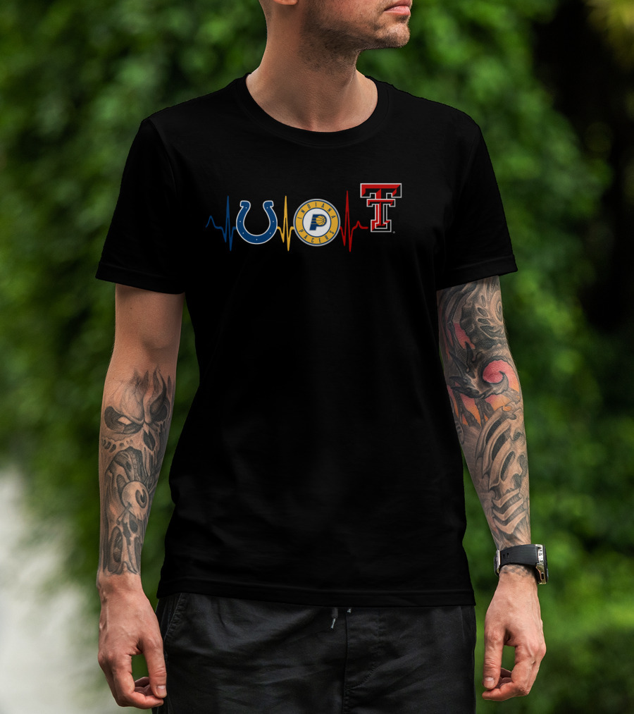 Love Colts Pacers Texas Tech Heartbeat T-Shirt