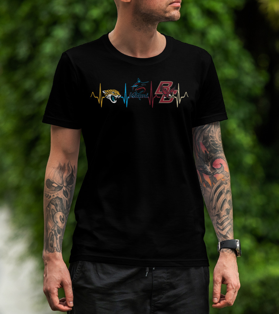 Jacksonville Jaguars Miami Marlins Boston College Hearts T-Shirt