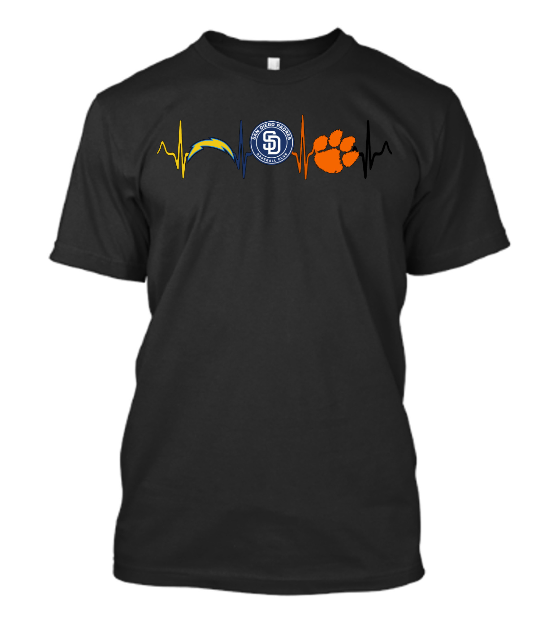 Love Chargers Padres Ct Heartbeat T-Shirt