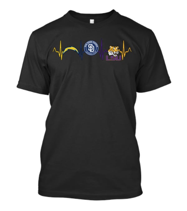 Love Chargers Padres Lt Lsu Tigers T-Shirt