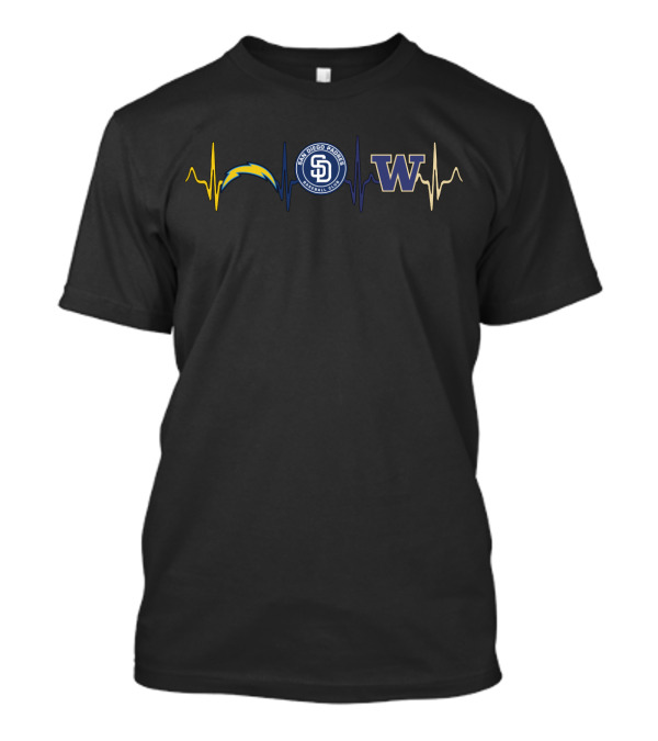 Love Chargers Padres University Of Washington Heartbeat T-Shirt