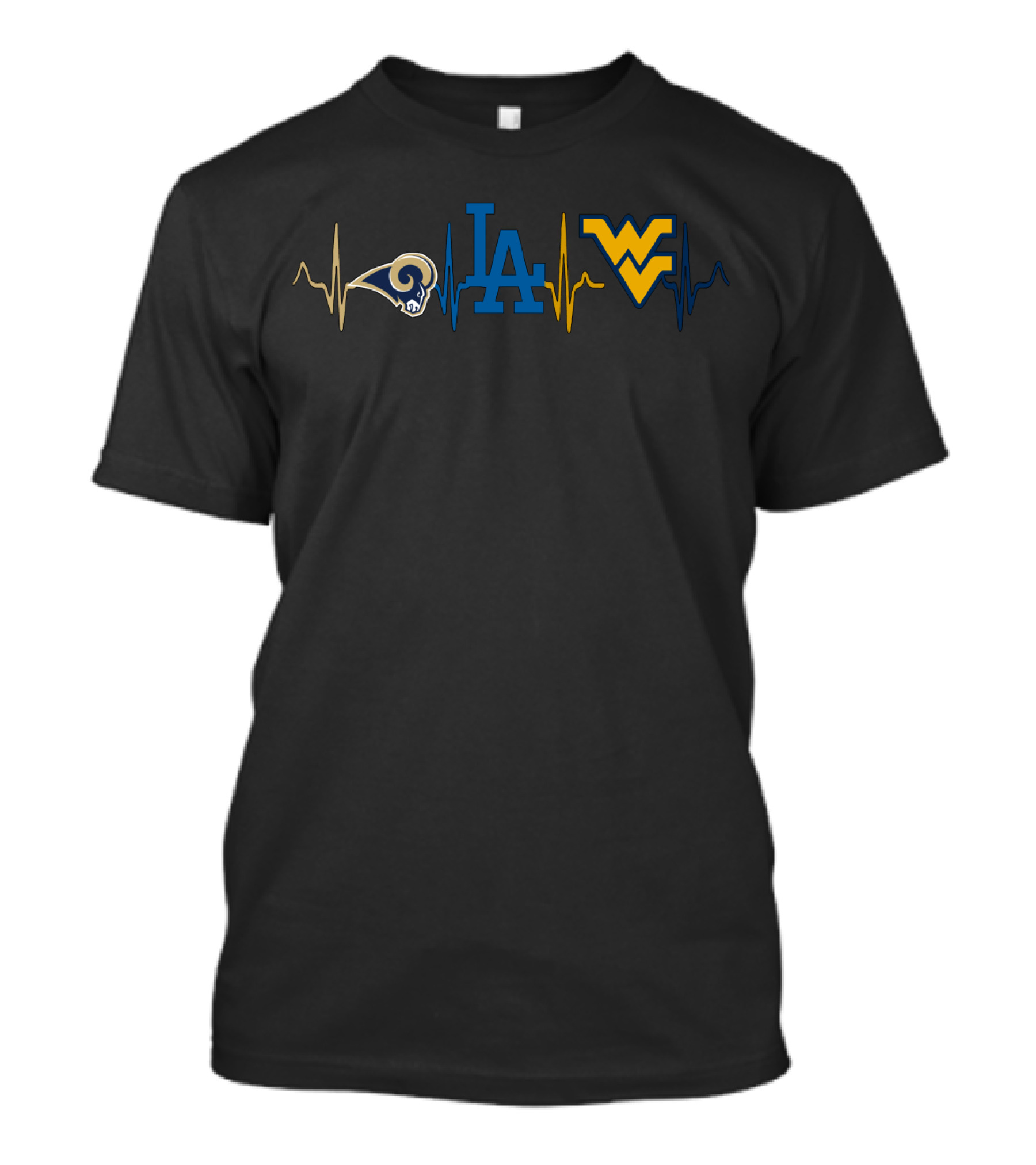 Los Angeles Rams Dodgers West Virginia Mountaineers Heartbeat T-Shirt