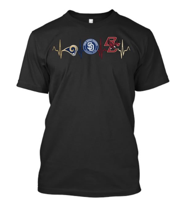 Love Rams San Diego Padres Boston College Heartbeat T-Shirt