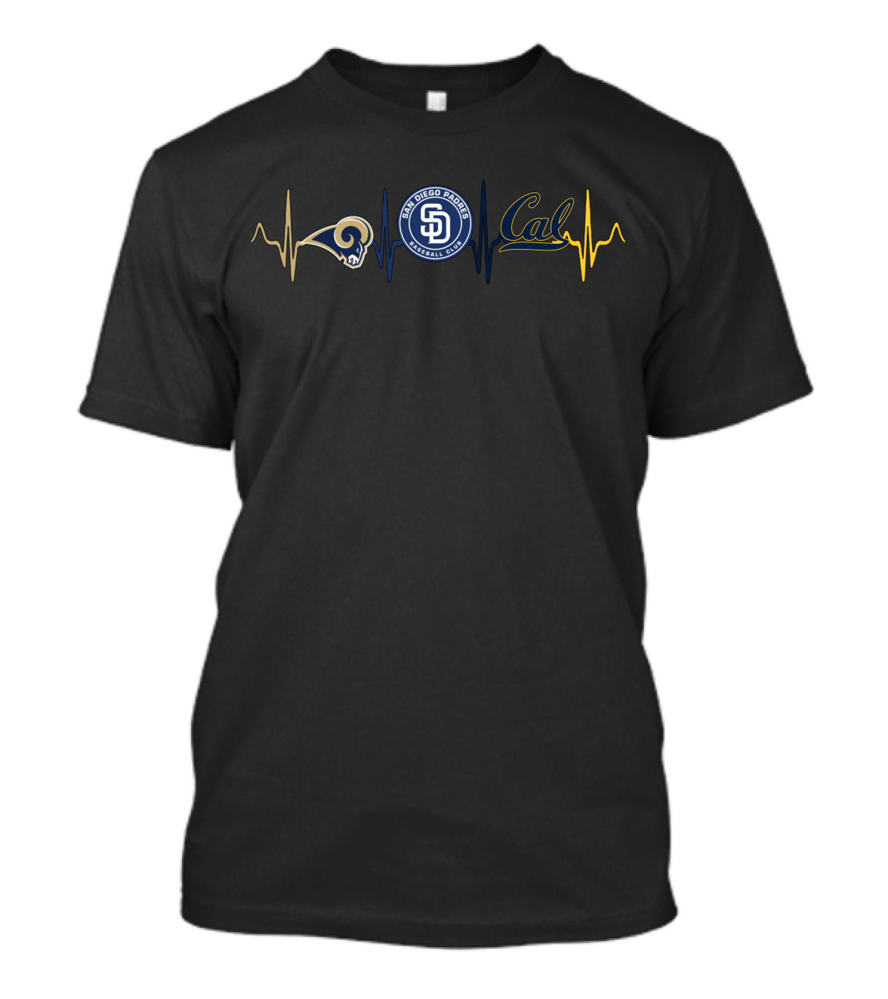 Love Rams San Diego Padres Cal Heartbeat Cgb T-Shirt