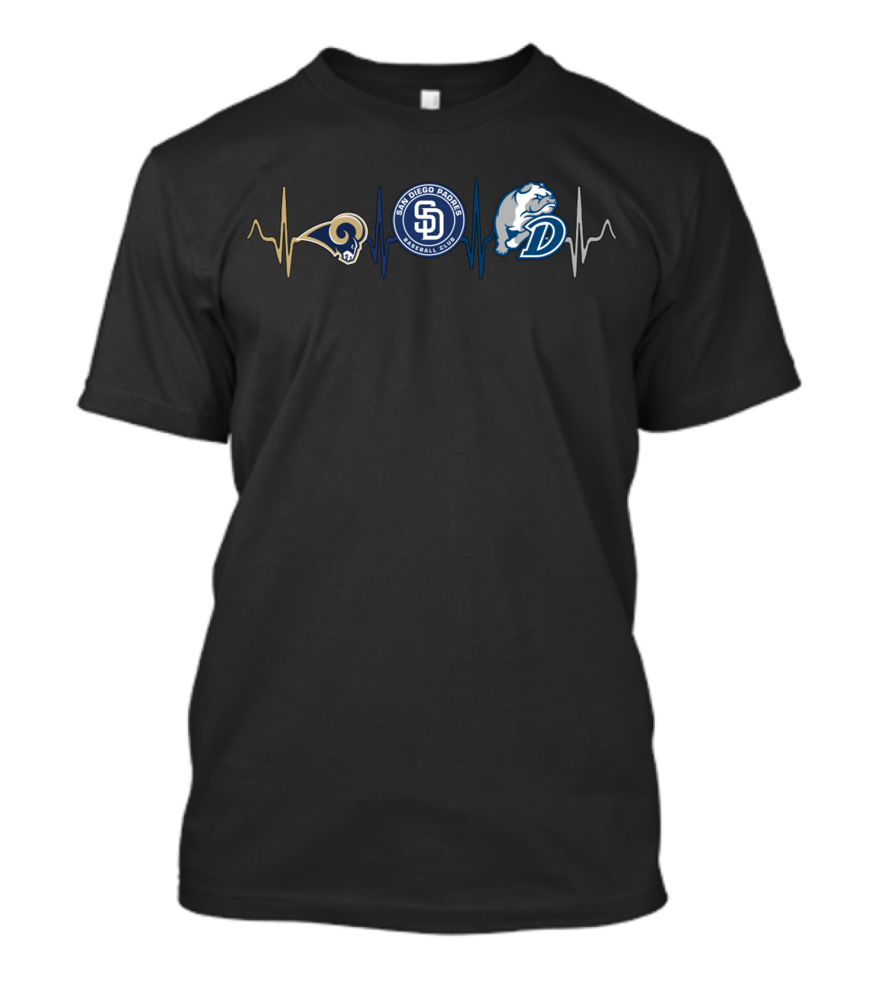 Love Rams San Diego Padres Bulldogs Hearts T-Shirt