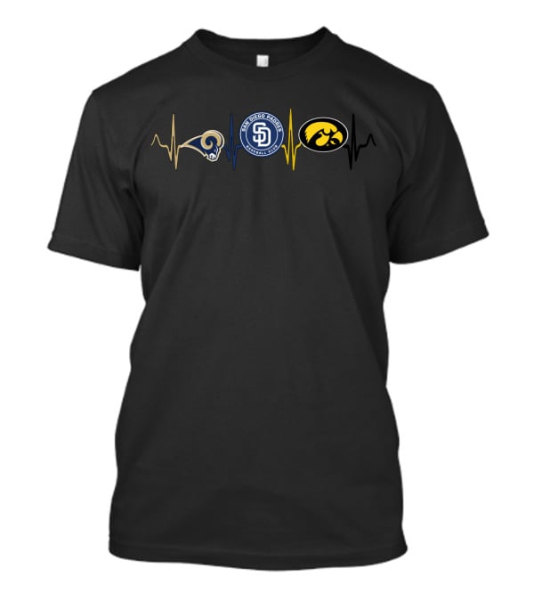 Los Angeles Rams San Diego Padres Iowa Hawkeyes Heartbeat T-Shirt