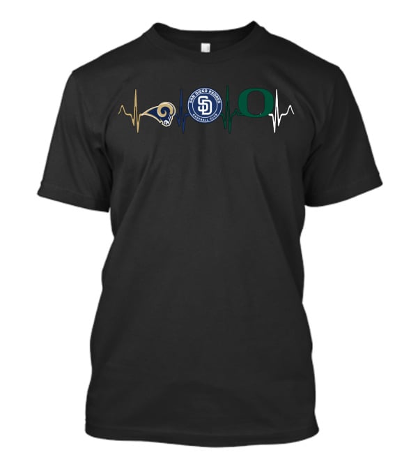 Rams San Diego Padres Oregon Ducks Heartbeat Love T-Shirt