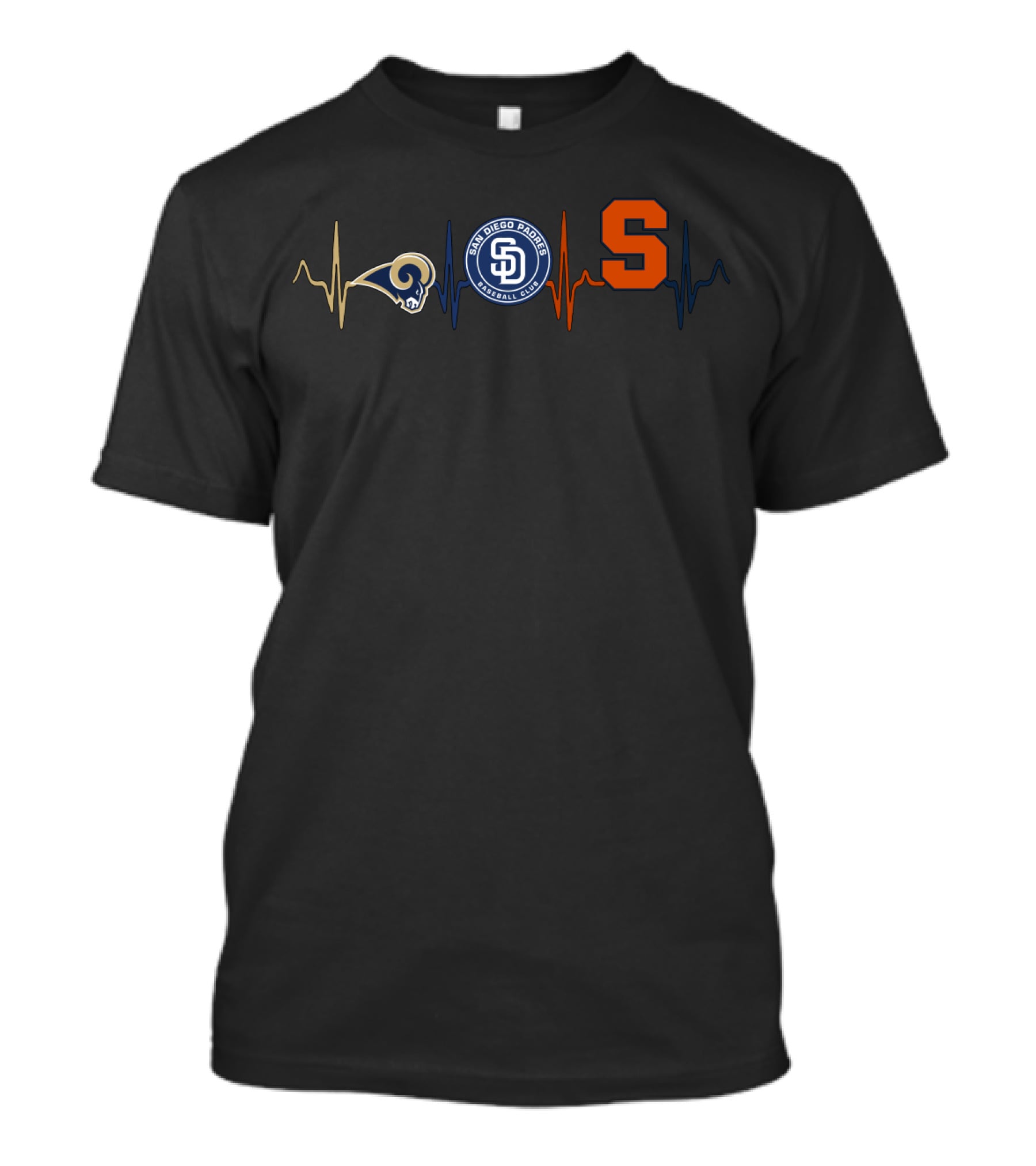 Heartbeat Rams San Diego Padres Syracuse Orange T-Shirt