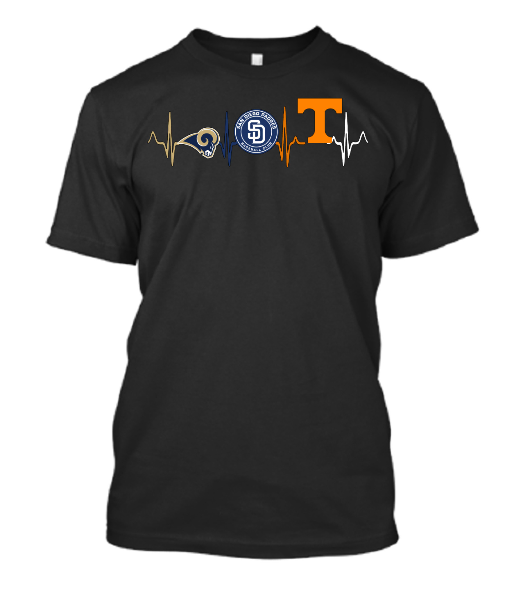 Love Rams San Diego Padres Tennessee Football Heartbeat T-Shirt