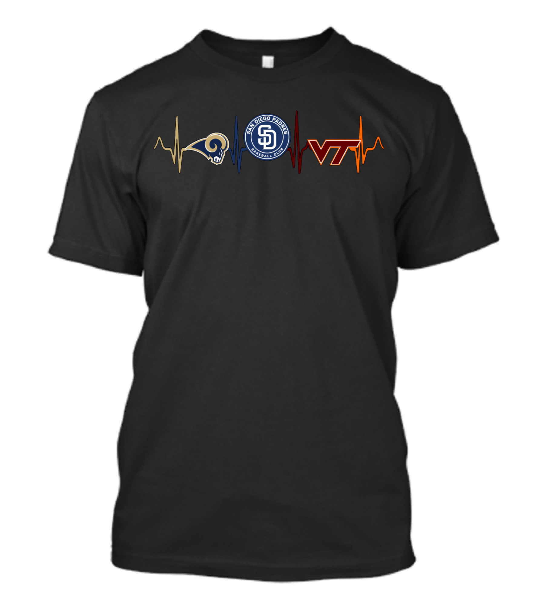 Love Rams San Diego Padres Vth Heartbeat T-Shirt