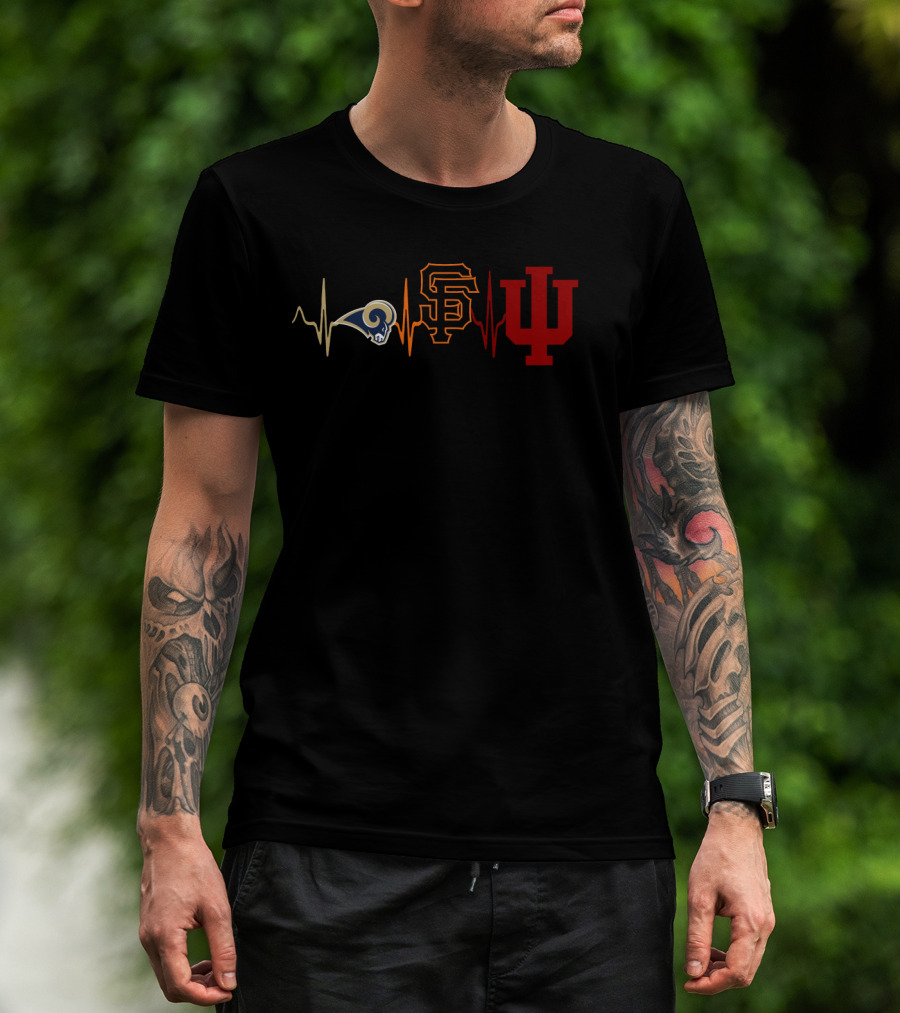 Rams Giants Indiana Heartbeat T-Shirt