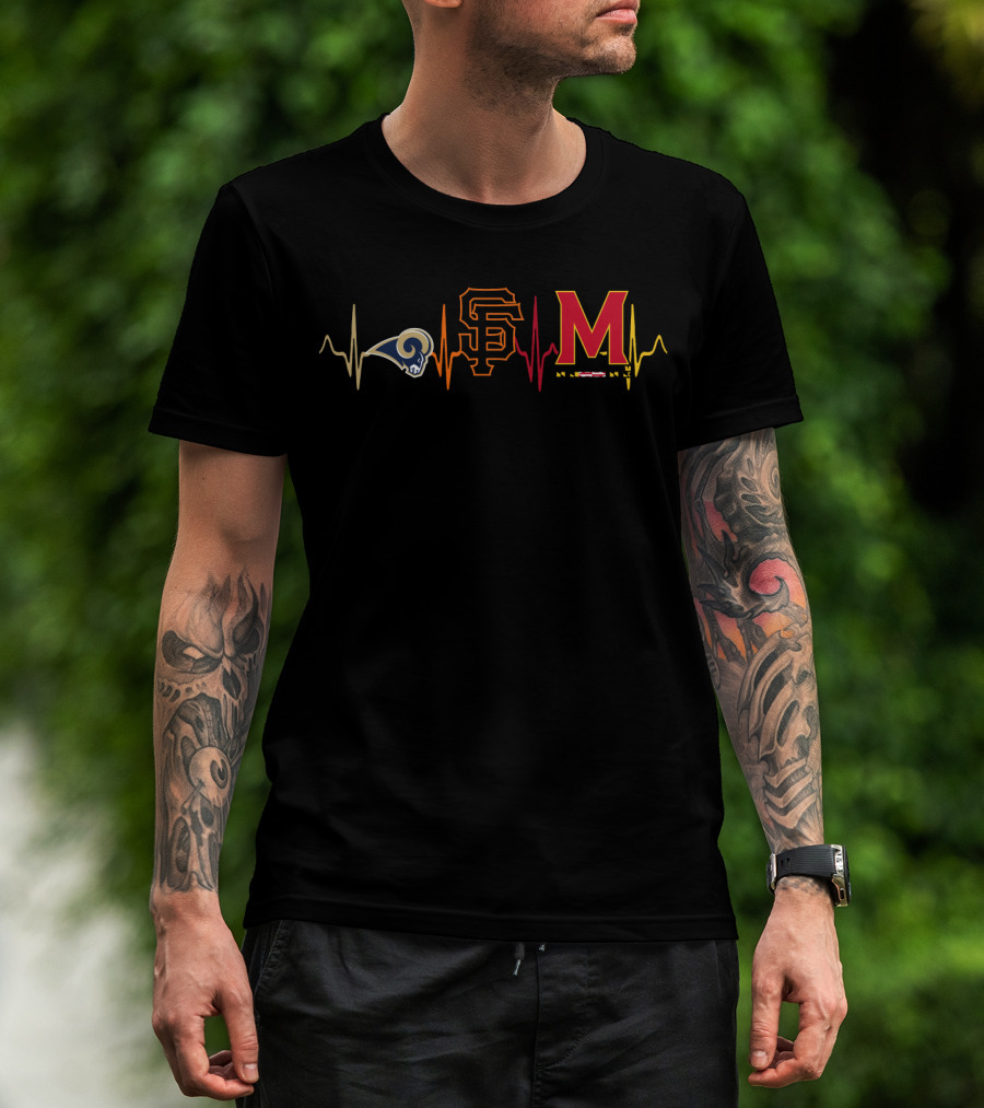 Love Rams Sf Giants Maryland Heartbeat T-Shirt