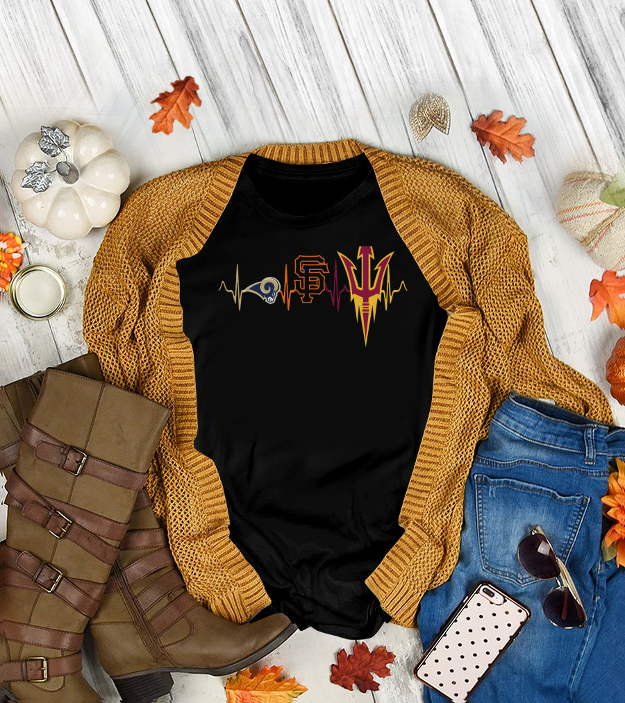 Rams Giants Sun Devils Heartbeat T-Shirt