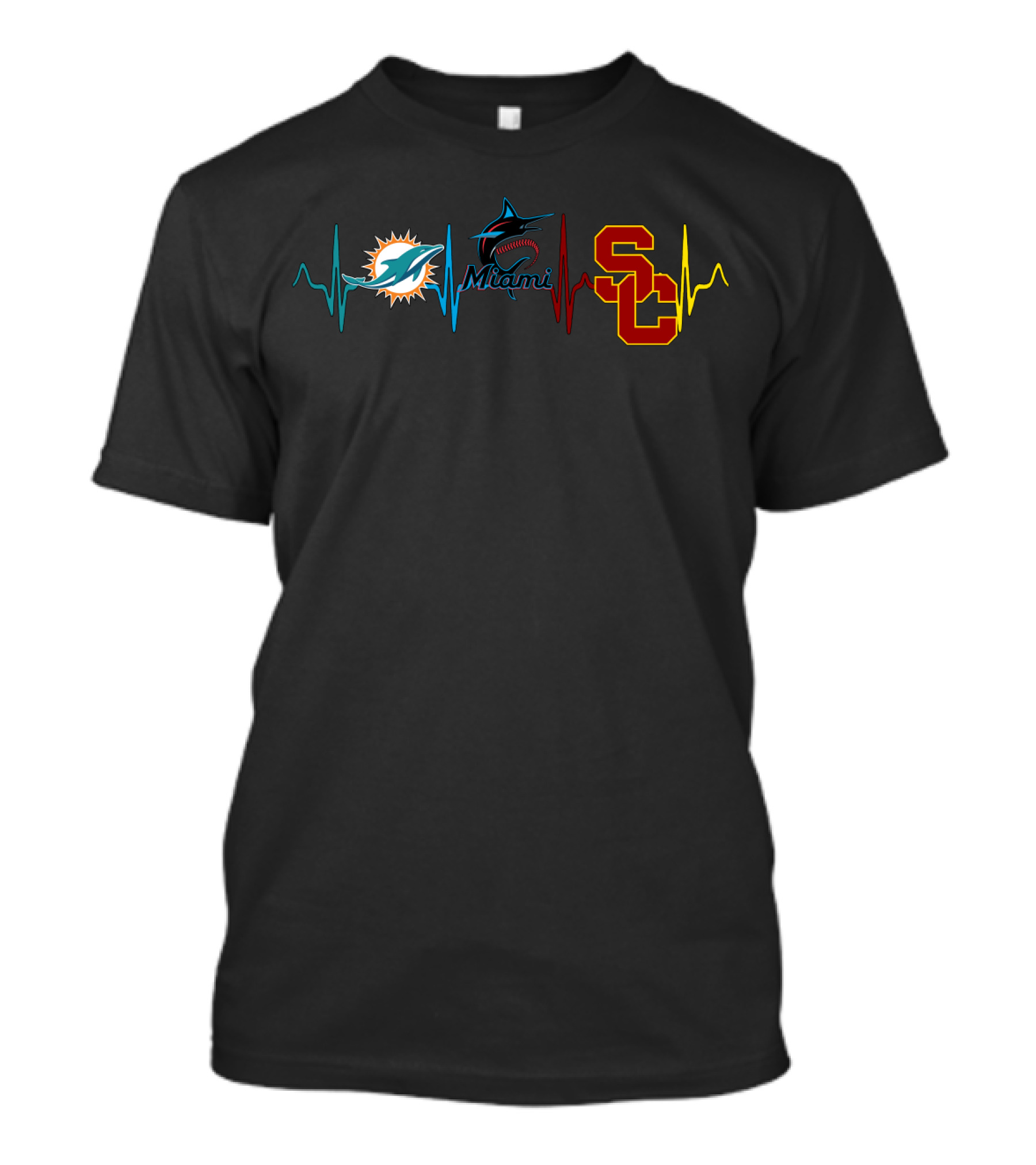 Miami Dolphins Marlins Usc Heartbeat T-Shirt