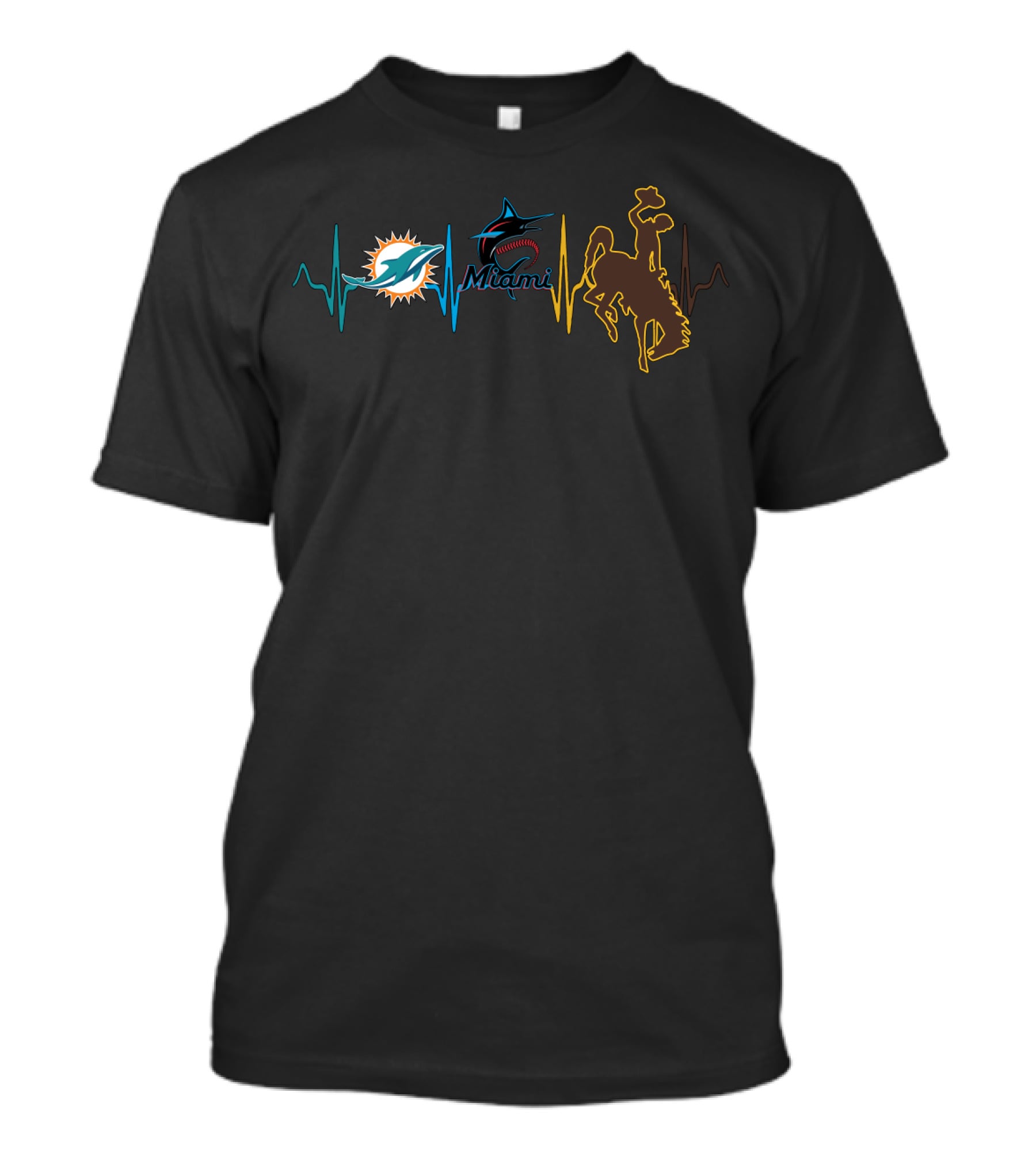 Miami Dolphins Marlins Cowboys Heartbeat Wc T-Shirt