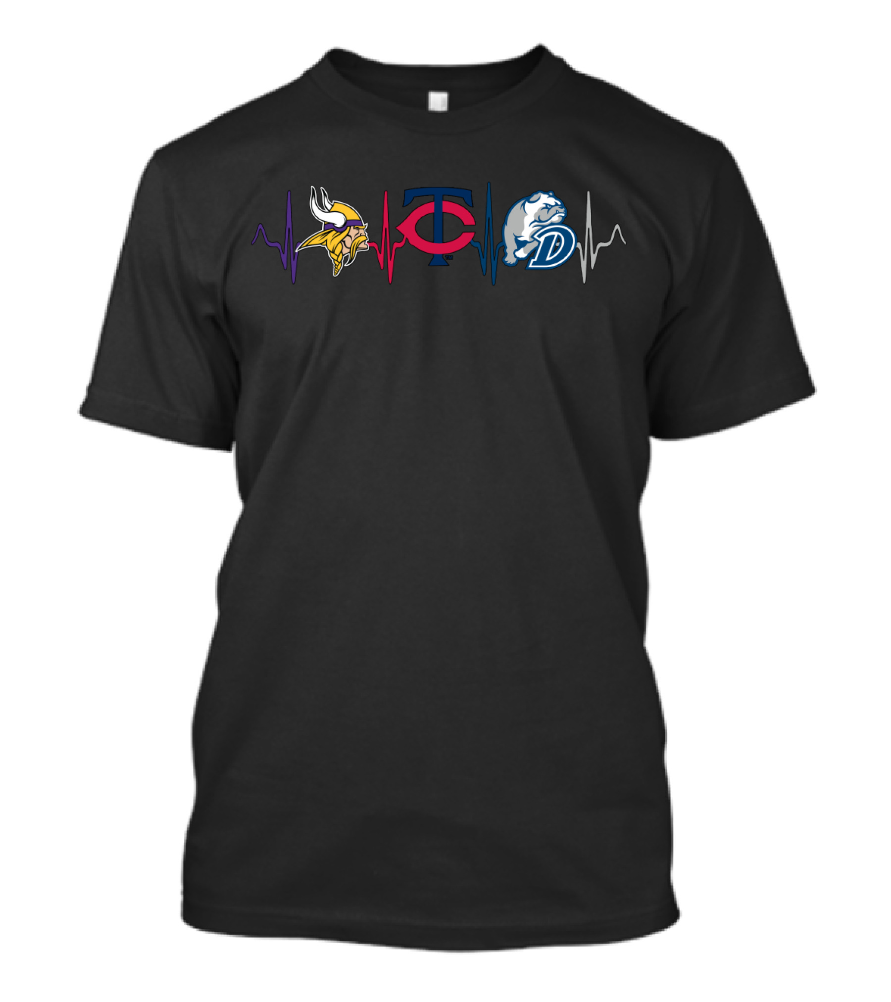 Love Vikings Twins Heartbeat Db T-Shirt