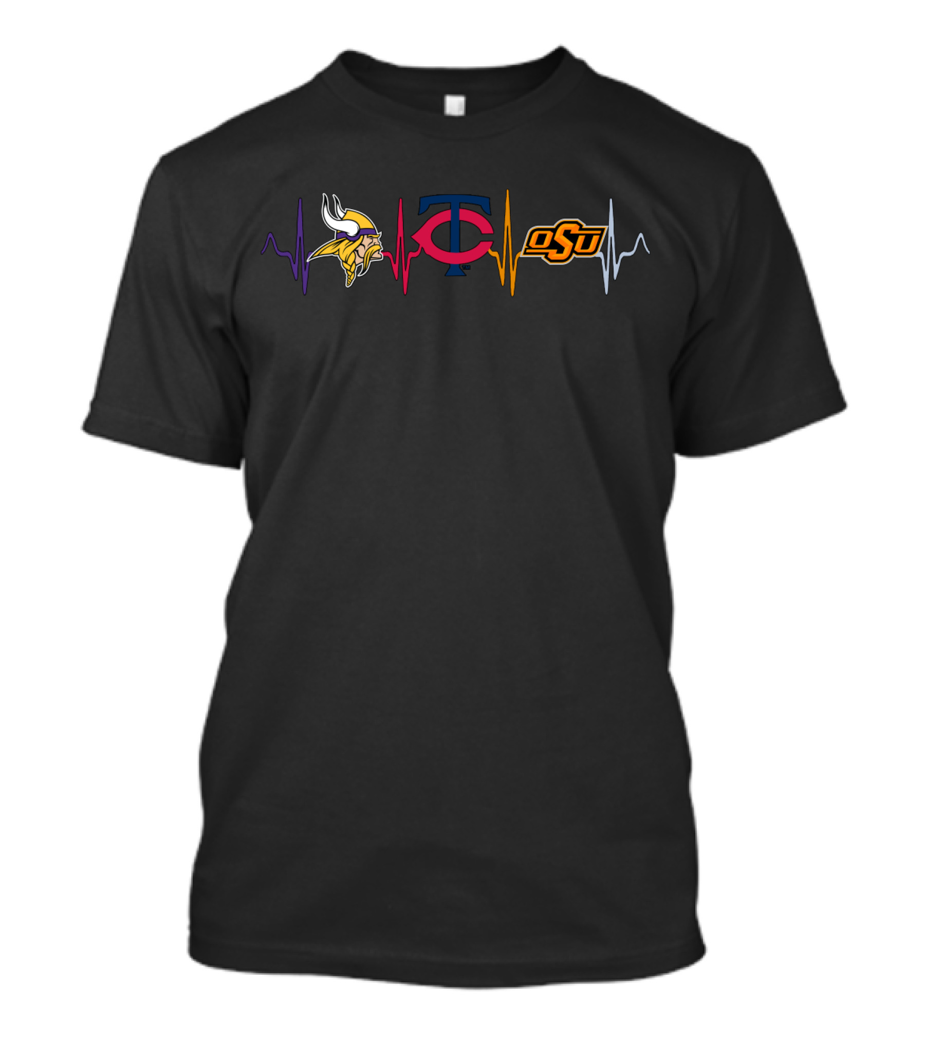 Vikings Twins Osu Heartbeat Logo Designs T-Shirt
