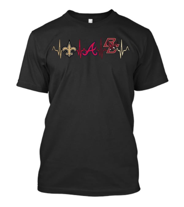 New Orleans Saints Atlanta Braves Boston College Heartbeat T-Shirt