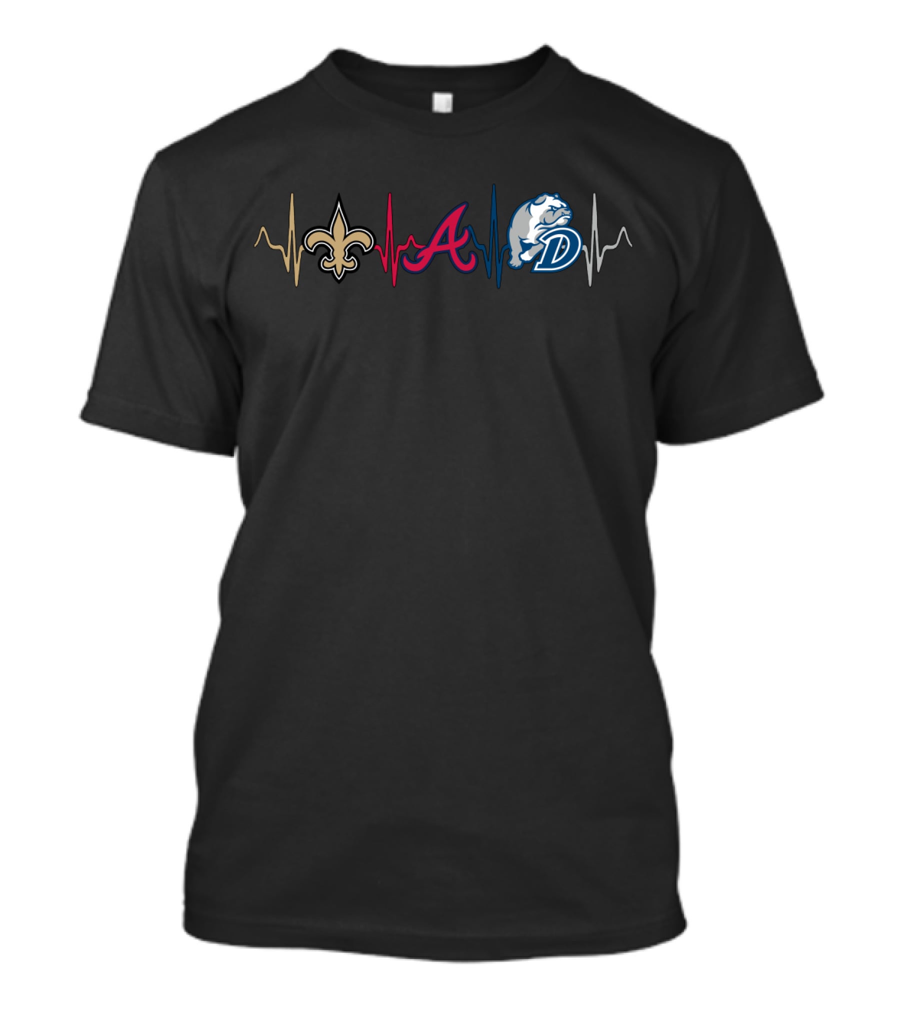 Saints Braves Bulldogs Heartbeat T-Shirt