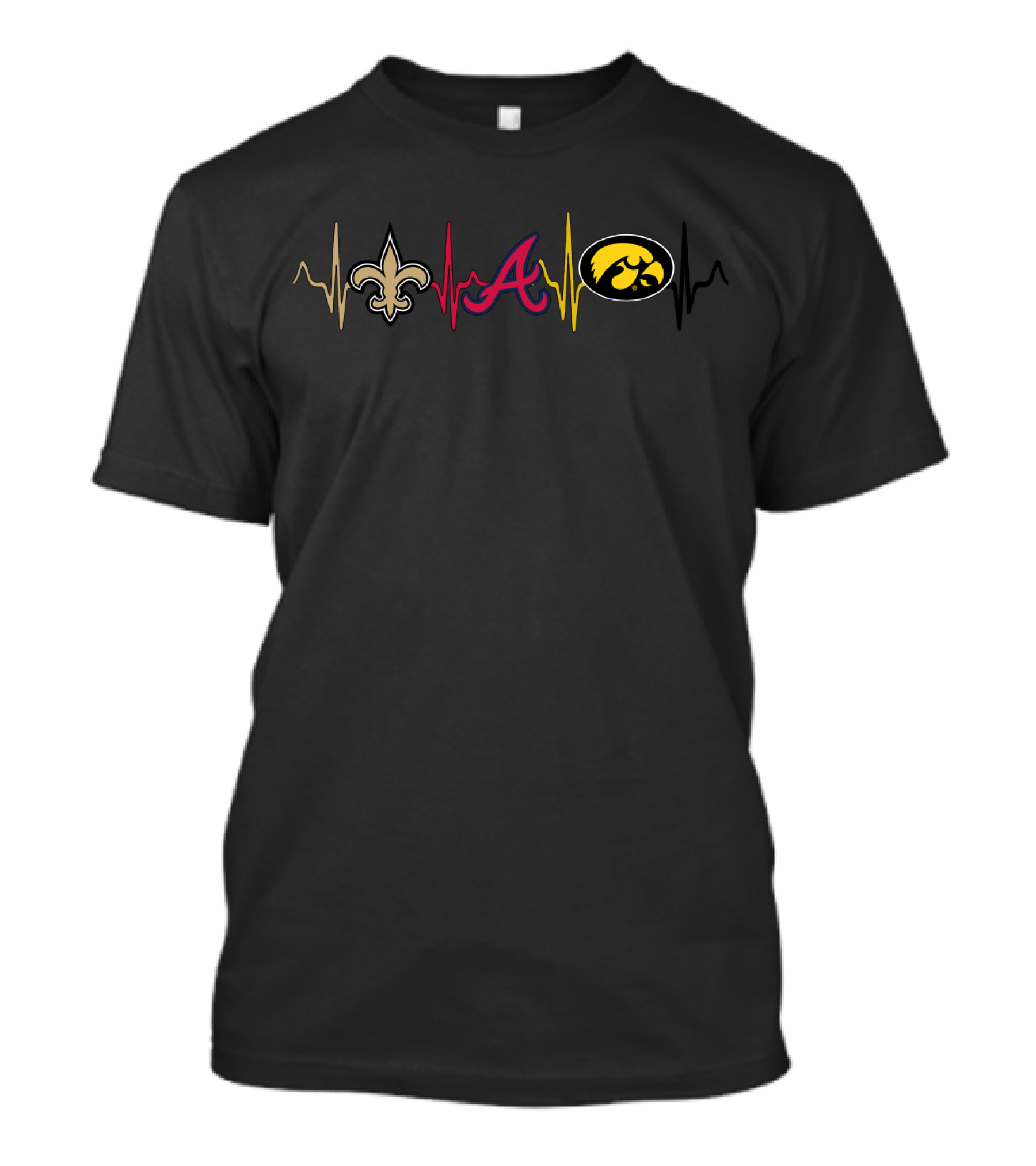 New Orleans Saints Atlanta Braves Iowa Hawkeyes Heartbeat T-Shirt