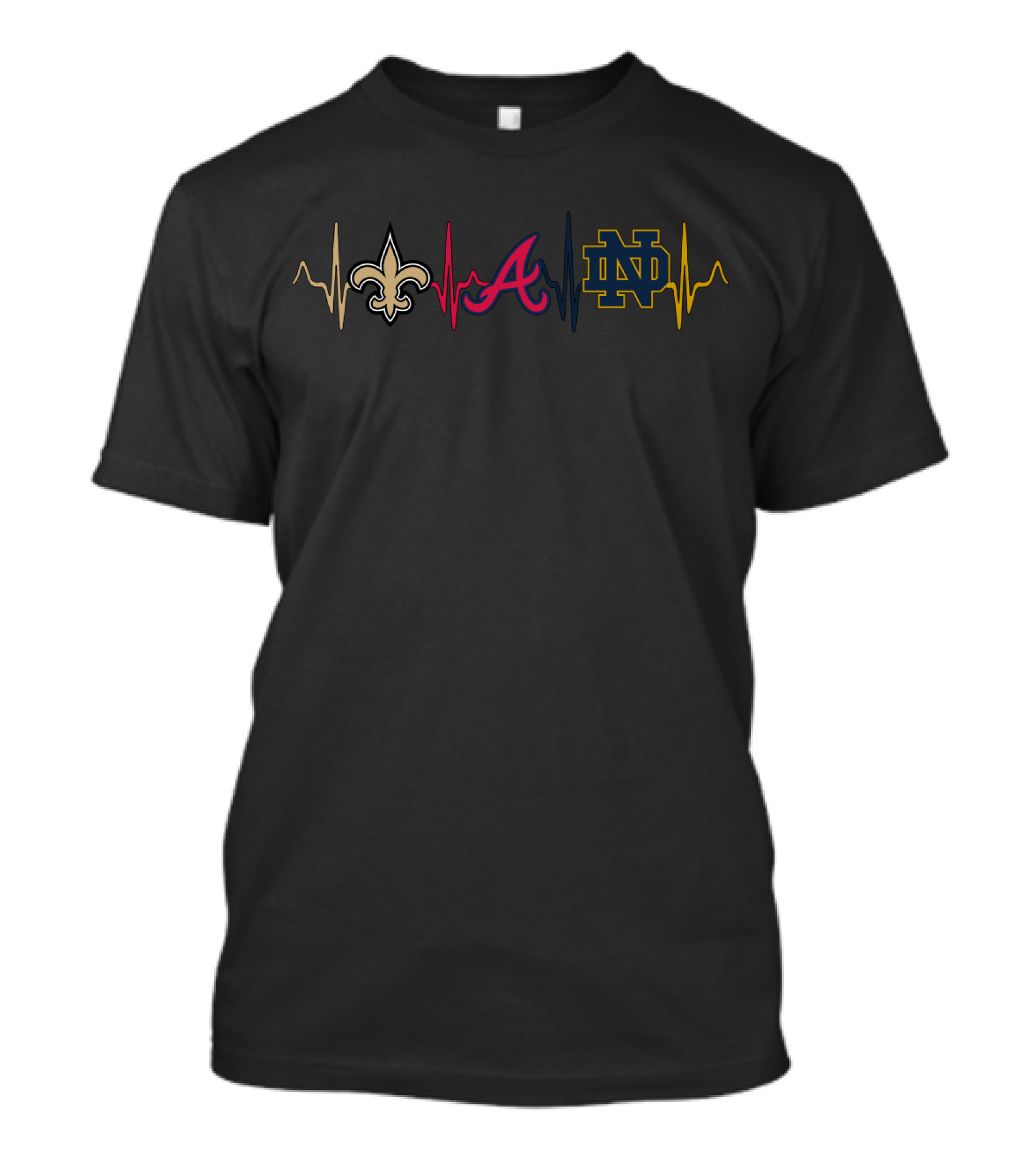 Love Saints Braves Notre Dame Heartbeat T-Shirt