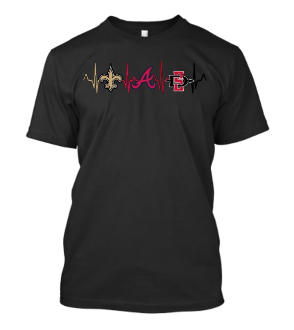New Orleans Saints Atlanta Braves San Diego State Aztecs Heartbeat T-Shirt