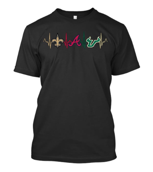 Saints Braves Bulls Heartbeat Love Sfb T-Shirt