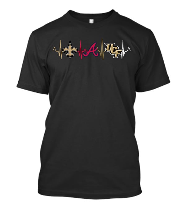 New Orleans Saints Atlanta Braves Ucf Knights Heartbeat T-Shirt