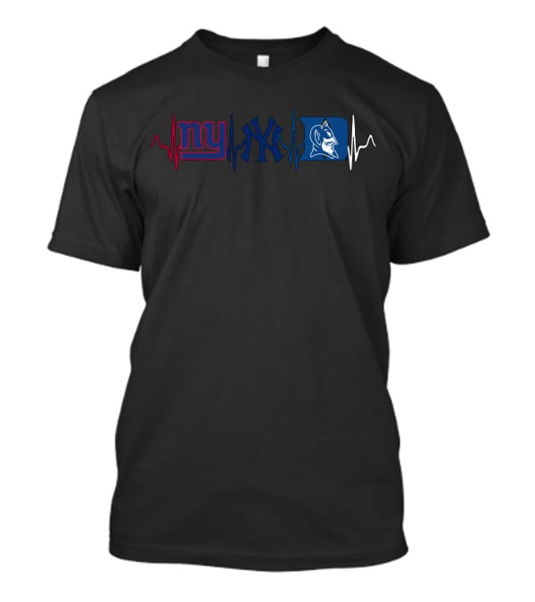 Ny Giants Yankees Duke Blue Devils Heartbeat T-Shirt