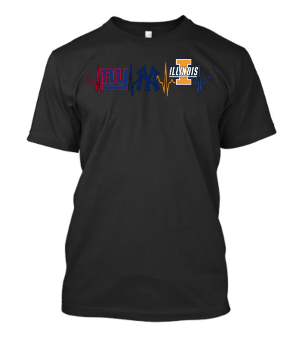 Love Giants Yankees Illinois Heartbeat T-Shirt