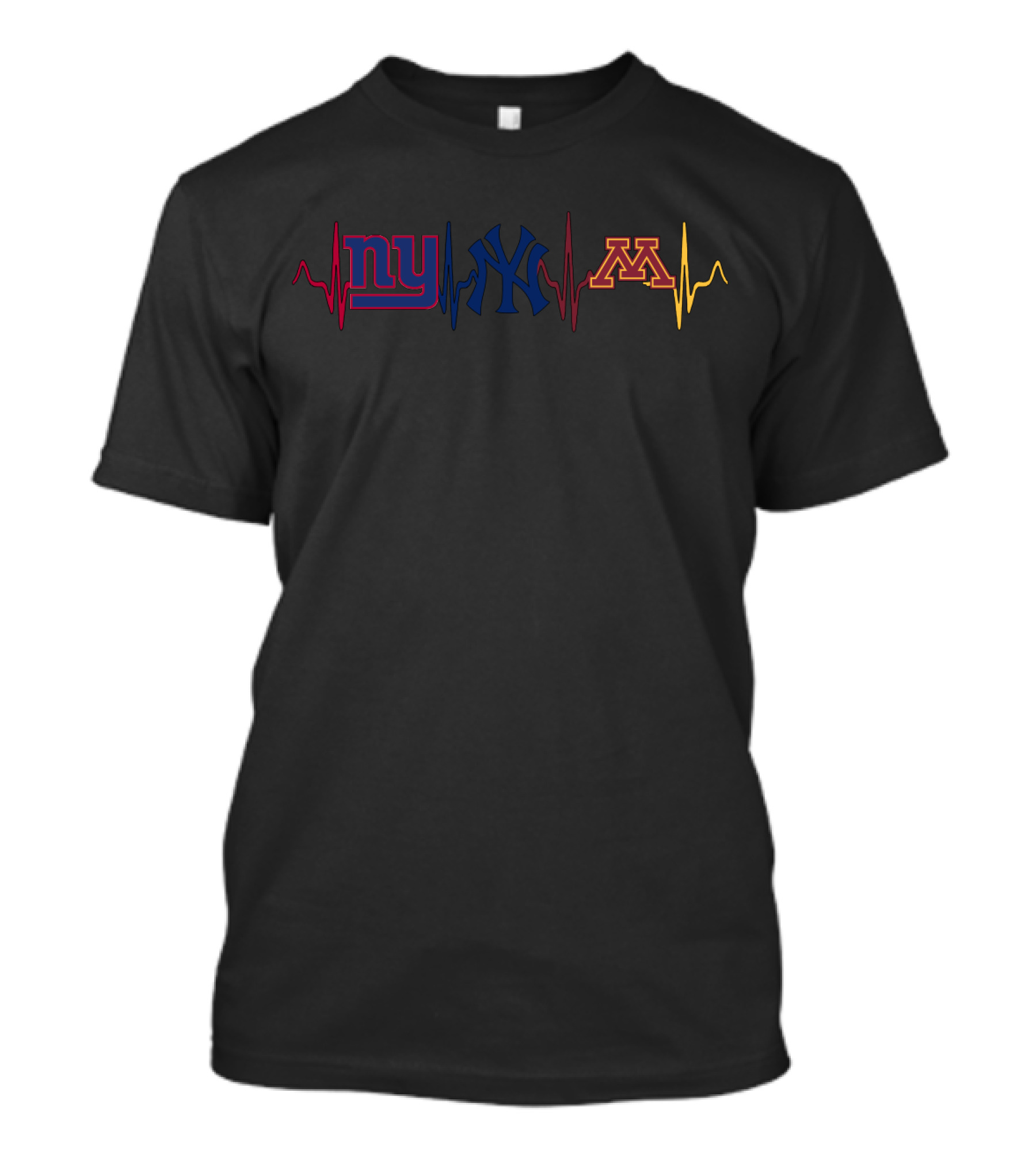 Ny Giants Yankees Minnesota Gophers Heartbeat Mgg T-Shirt