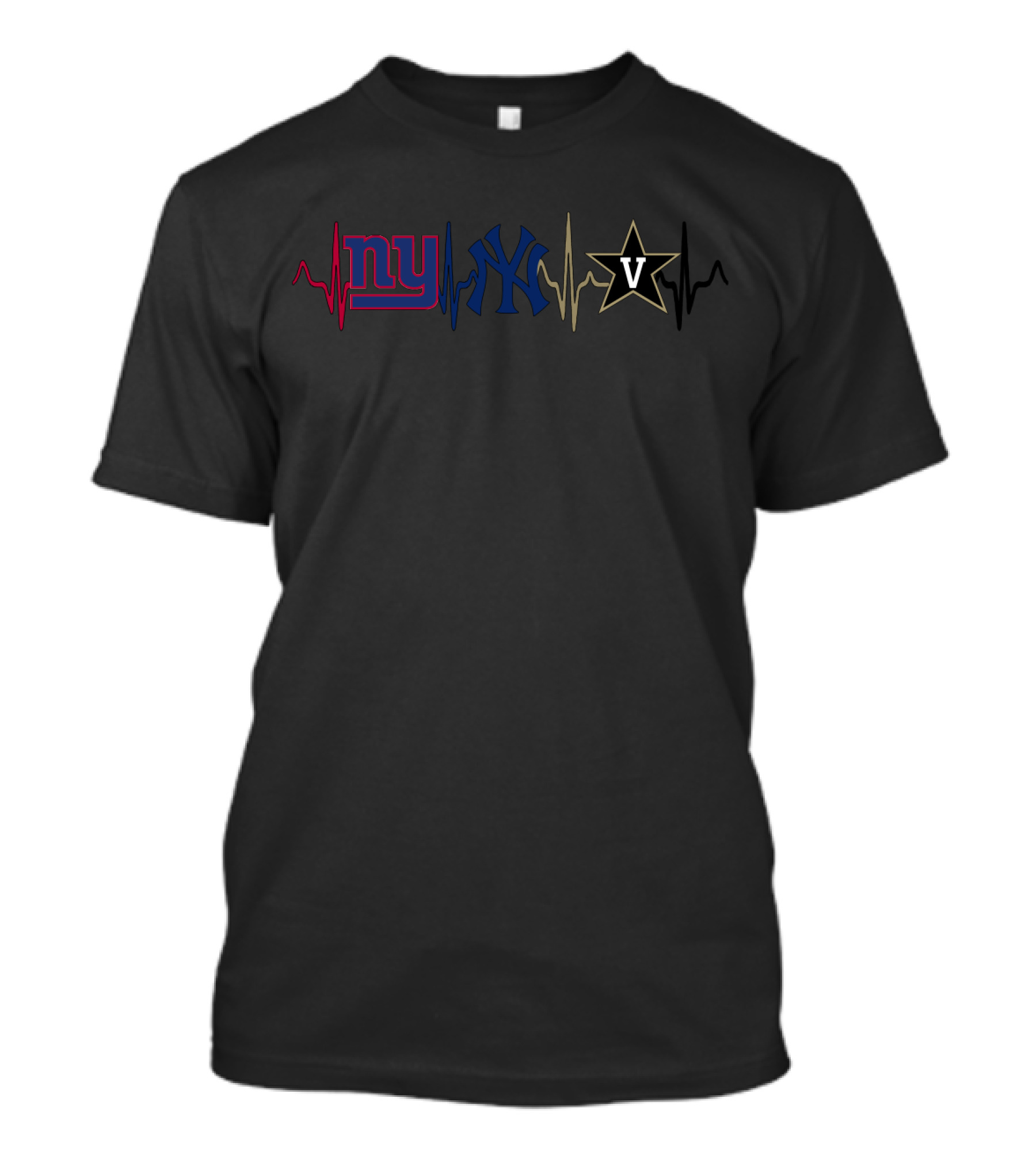Love Giants Yankees Vanderbilt Heartbeat T-Shirt