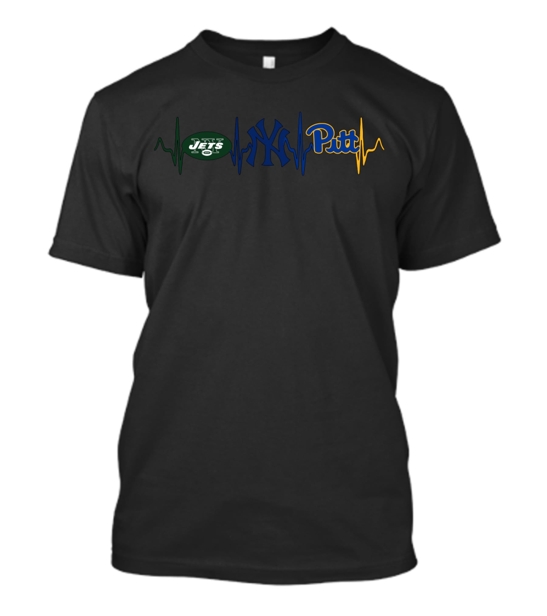 Jets Yankees Pitt Heartbeat Sports Fandom T-Shirt