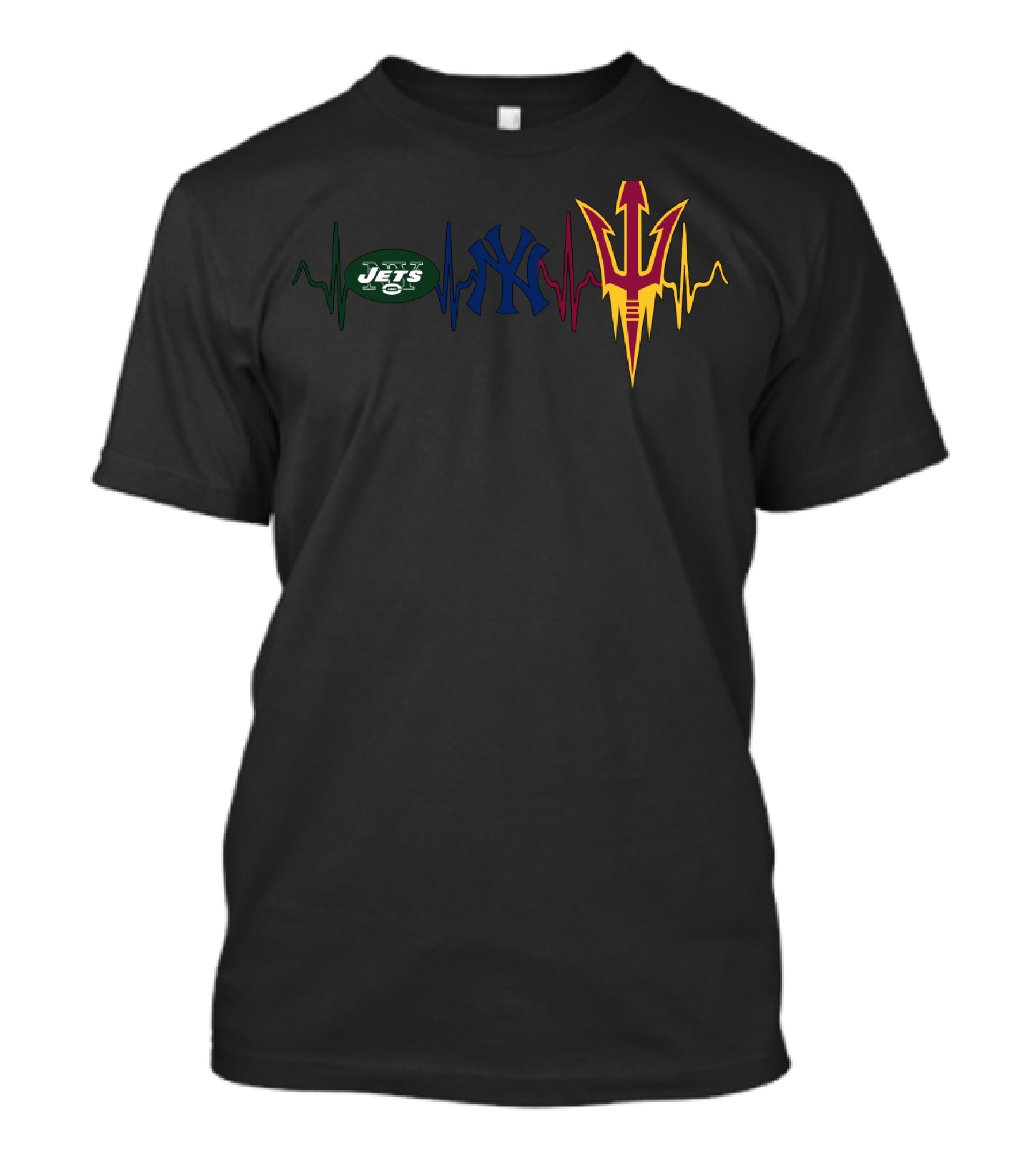 New York Jets Yankees Arizona State Heartbeat T-Shirt
